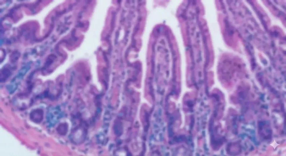 Histology slide under the microscope